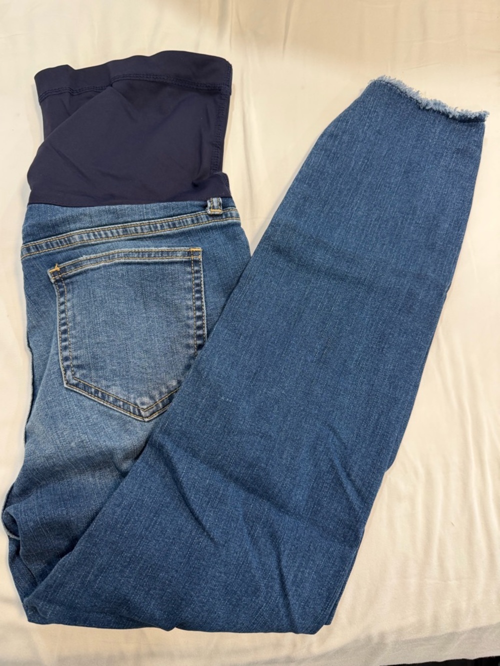 Pinkblush Blue Maternity Jeans with Navy Stretch Panel